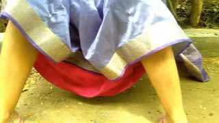 Desi huge ass stepmom fingering pussy and peeing in courtyard outdoor poster